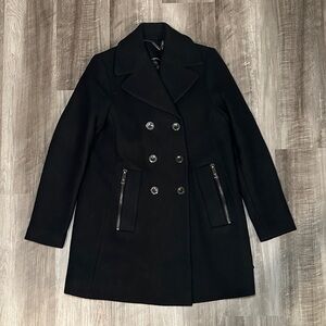 Trina Turk Wool Blend Military Double Breasted Peacoat - 10